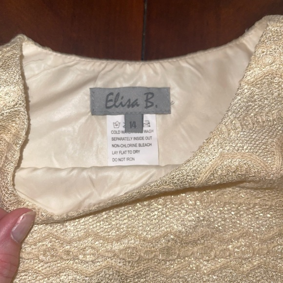 NWT Elisa B Girls Gold Lace Metallic Pleated 2 pc Skirt Set Dress Sz 14 BOUTIQUE - Picture 6 of 6